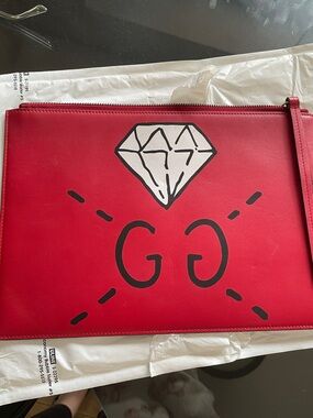 Authentic Gucci red diamond clutch